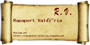 Rapaport Valéria névjegykártya